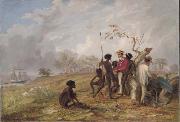 Thomas Baines Aborigines near the mouth of the Victoria River oil painting